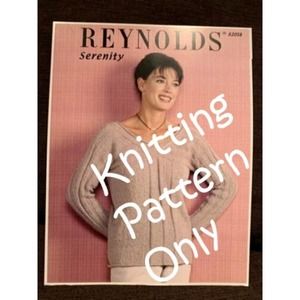 New Reynolds 82058 Serenity Ribbed Pullover V-Neck Sweater Knitting Pattern